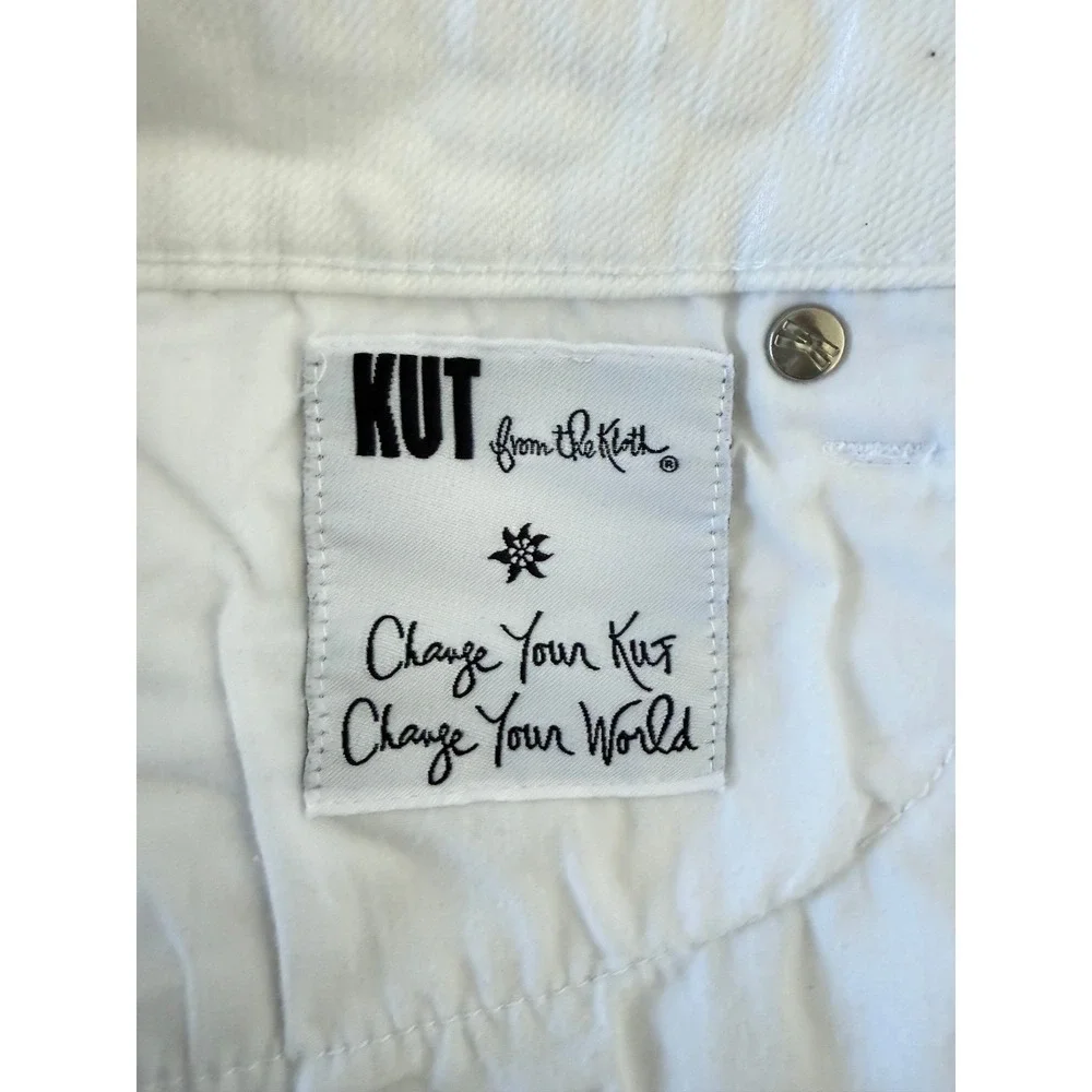 KUT from the Kloth Catherine Boyfriend Bermuda Shorts Jorts White 4 Mid Rise